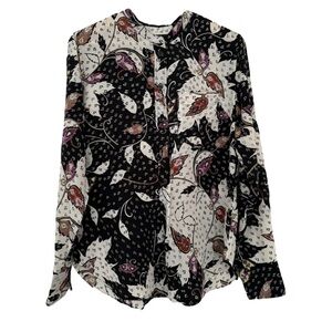 Isabel Marat Floral Black and White Women's Long Sleeve Top